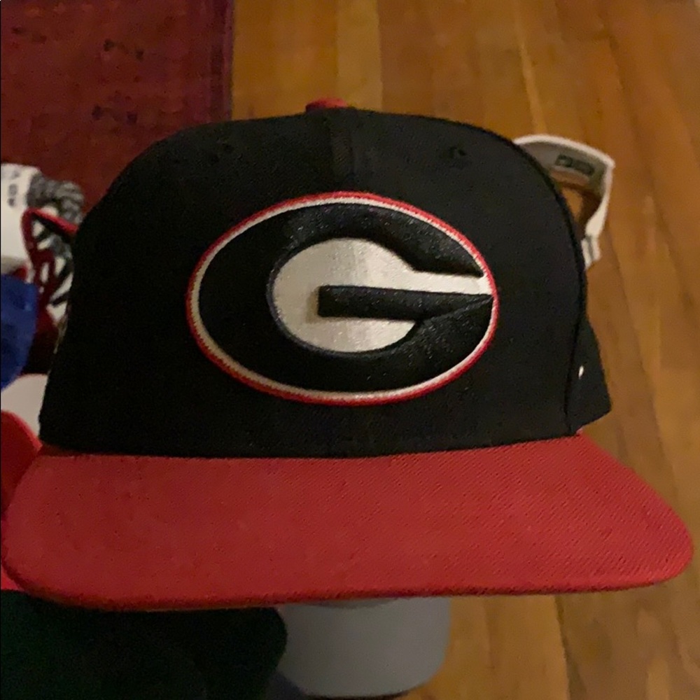 Black red uga Georgia snapback hat cap